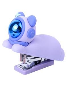 Grapadora de Silicona Honagu Púrpura, 20 Hojas, Diseño Caricatura