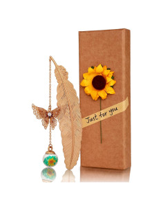 Marcador de Página CHIPUKIZI Pluma Dorada con Mariposa 11.68cm
