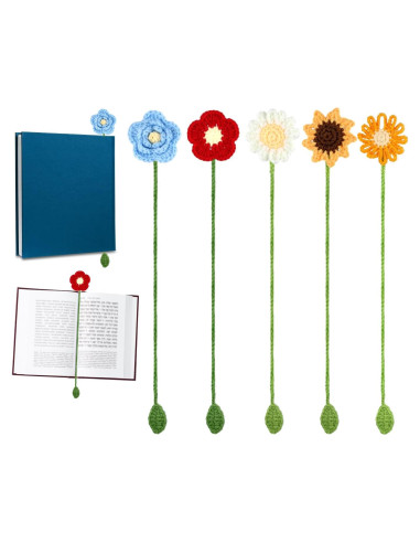5 Marcadores de Girasol de Crochet PEUTIER Coloridos 36cm