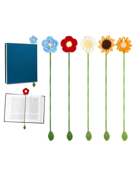 5 Marcadores de Girasol de Crochet PEUTIER Coloridos 36cm