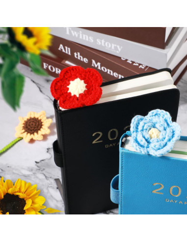 5 Marcadores de Girasol de Crochet PEUTIER Coloridos 36cm