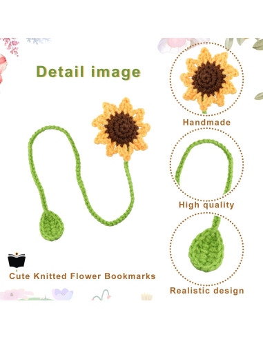 5 Marcadores de Girasol de Crochet PEUTIER Coloridos 36cm