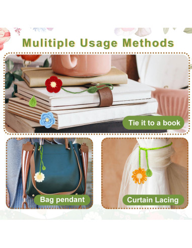 5 Marcadores de Girasol de Crochet PEUTIER Coloridos 36cm