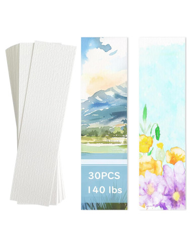30 Tarjetas de Papel Acuarela 140lb LUFEEMGA 4.8x19.8cm