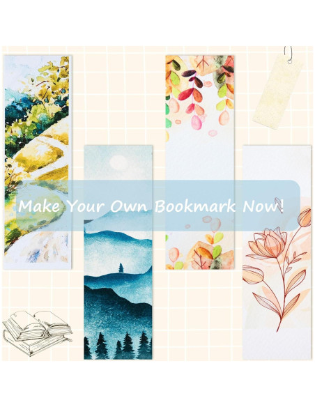 30 Tarjetas de Papel Acuarela 140lb LUFEEMGA 4.8x19.8cm