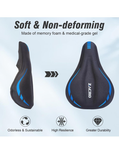 Cojín de Asiento de Bicicleta Zacro - Gel Acolchado Ajustable