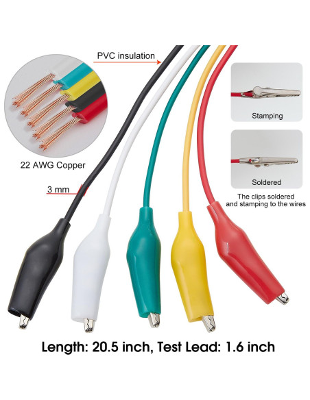 Juego de Cables de Prueba WGGE WG-026 10 Piezas 5 Colores