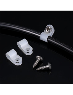 Abrazaderas de Cable Tipo R Hicarer 50 Piezas 6.35 mm Blancas 2