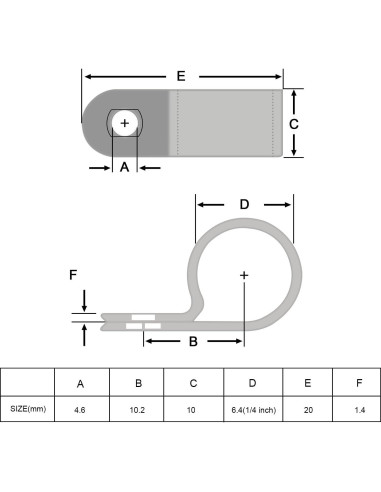 Abrazaderas de Cable Tipo R Hicarer 50 Piezas 6.35 mm Blancas