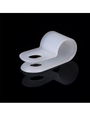 Abrazaderas de Cable Tipo R Hicarer 50 Piezas 6.35 mm Blancas