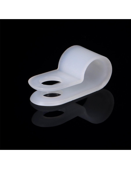 Abrazaderas de Cable Tipo R Hicarer 50 Piezas 6.35 mm Blancas