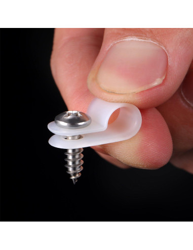 Abrazaderas de Cable Tipo R Hicarer 50 Piezas 6.35 mm Blancas