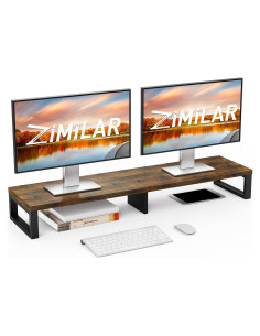 Soporte Elevador Doble Monitor Zimilar Madera 100 kg