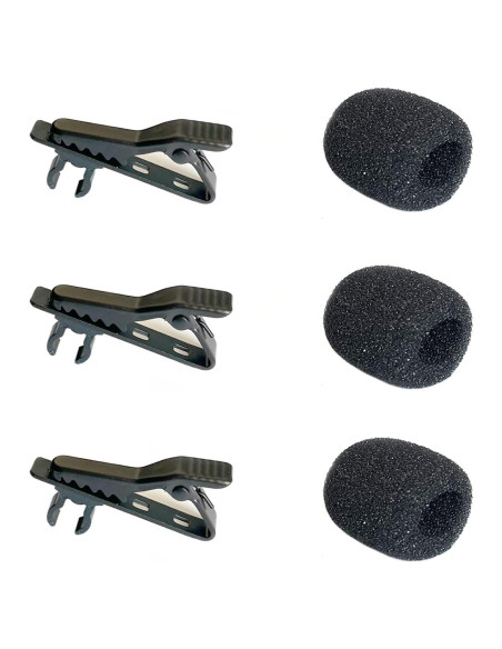Kit 6pcs Clips de Micrófono Lavalier Metal + Fundas Espuma