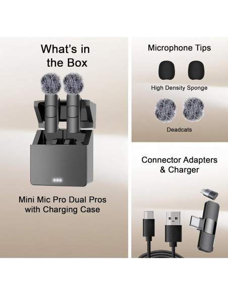 Mini Mic Pro - Micrófono Inalámbrico Lavalier para iPhone y Android