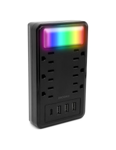 Extensor de Enchufe Múltiple ZHOORQI 6 Enchufes 4 USB Carga Rápida