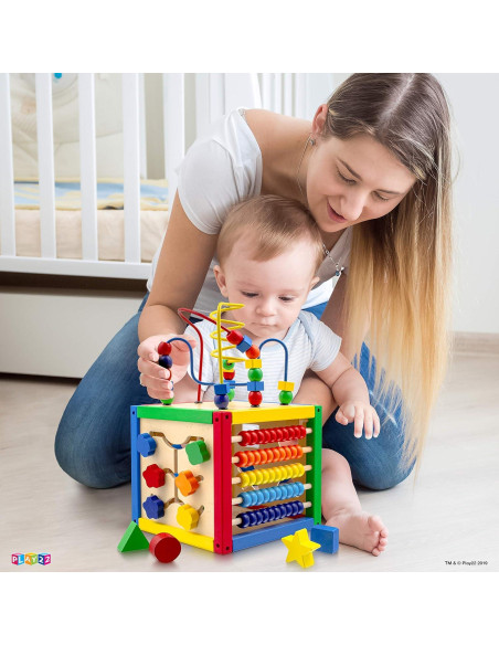 Cubo de Actividad de Madera Play22 6 en 1 para Bebés