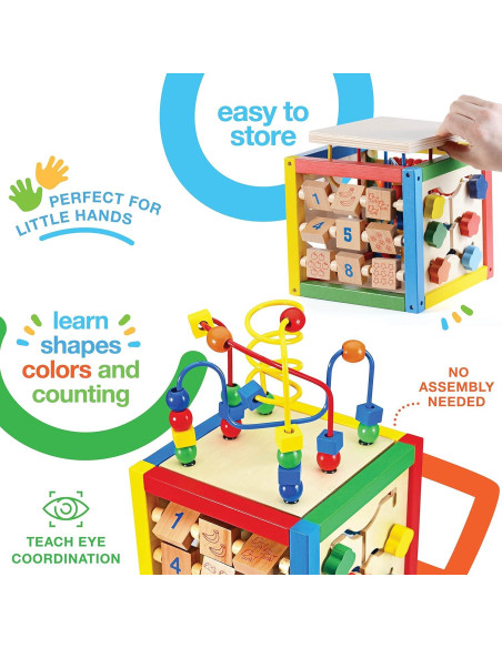 Cubo de Actividad de Madera Play22 6 en 1 para Bebés