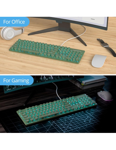 Teclado Membrana Retro Iluminado iRoboosta 104 Teclas Verde