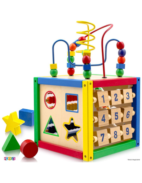 Cubo de Actividad de Madera Play22 6 en 1 para Bebés