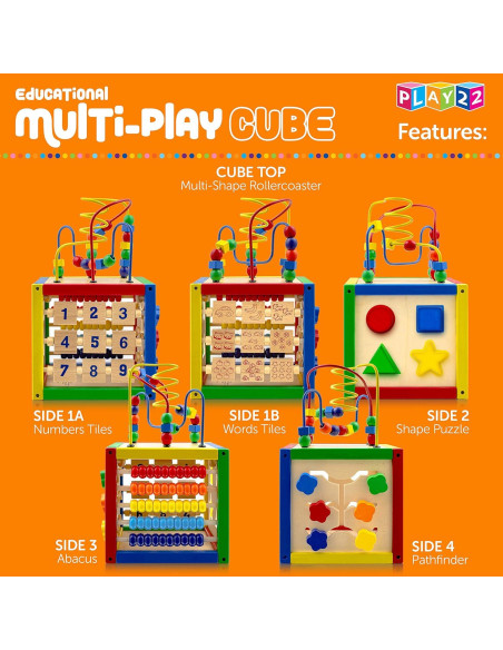 Cubo de Actividad de Madera Play22 6 en 1 para Bebés