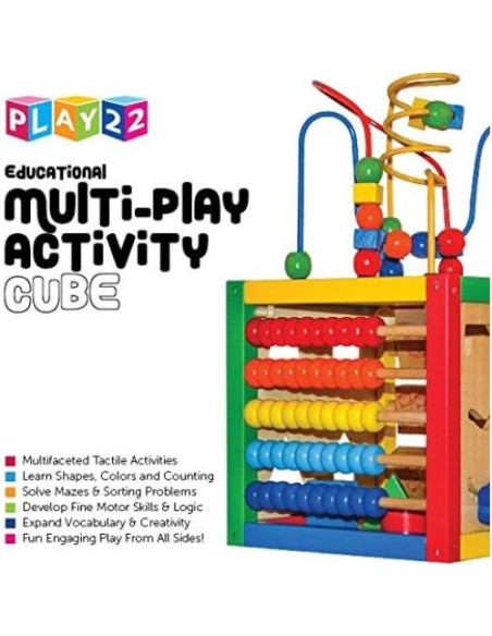 Cubo de Actividad de Madera Play22 6 en 1 para Bebés