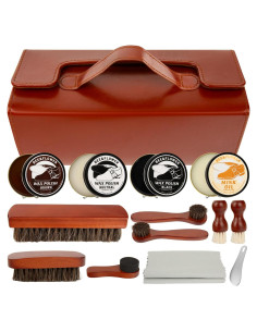 Kit de Cuidado de Zapatos BEE&FLOWER 15PCS con Cepillo y Estuche