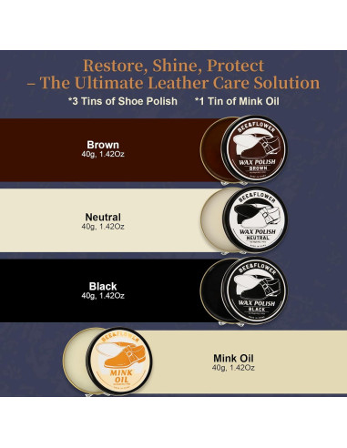 Kit de Cuidado de Zapatos BEE&FLOWER 15PCS con Cepillo y Estuche