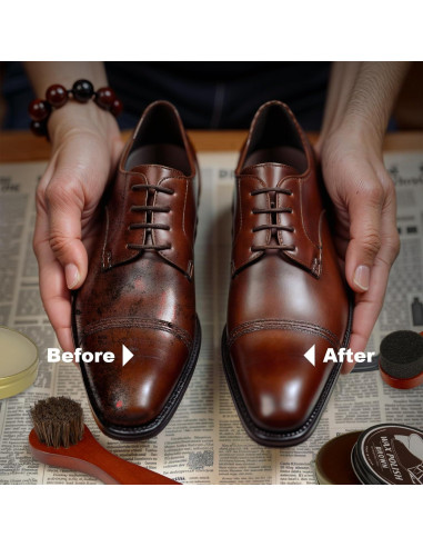 Kit de Cuidado de Zapatos BEE&FLOWER 15PCS con Cepillo y Estuche