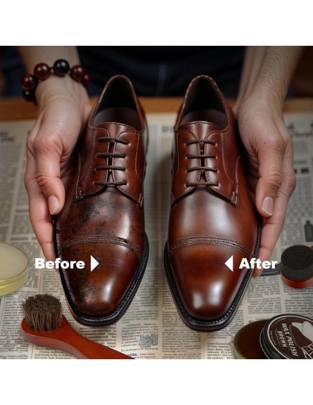 Kit de Cuidado de Zapatos BEE&FLOWER 15PCS con Cepillo y Estuche