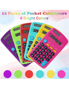 Calculadora de bolsillo Erinnmy 12 piezas multicolor 8 dígitos 2