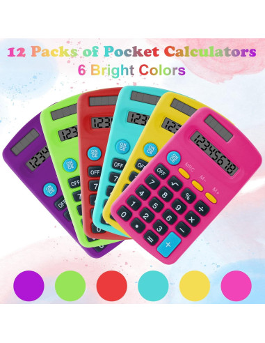 Calculadora de bolsillo Erinnmy 12 piezas multicolor 8 dígitos
