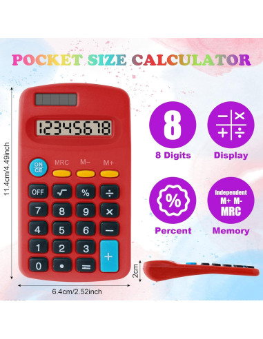 Calculadora de bolsillo Erinnmy 12 piezas multicolor 8 dígitos