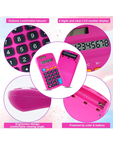 Calculadora de bolsillo Erinnmy 12 piezas multicolor 8 dígitos