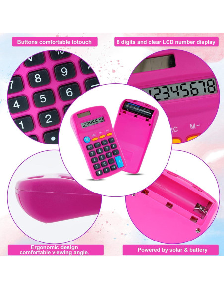 Calculadora de bolsillo Erinnmy 12 piezas multicolor 8 dígitos