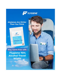 Toallitas Húmedas de Viaje FLYGIENE 70% Alcohol 10 Unidades 2