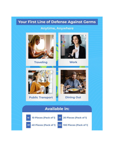 Toallitas Húmedas de Viaje FLYGIENE 70% Alcohol 10 Unidades Toallitas Húmedas de Viaje FLYGIENE 70% Alcohol 10 Unidades