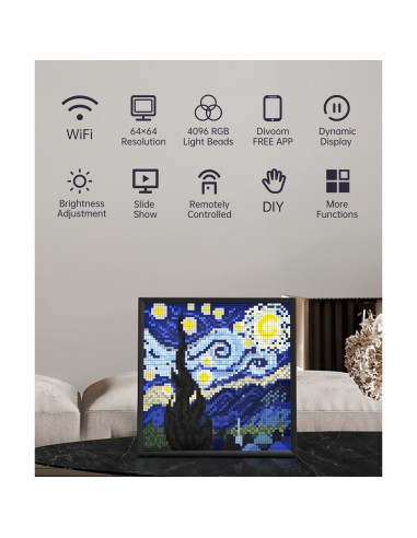 Divoom Pixoo-64 Marco Digital LED 64x64 WiFi Negro