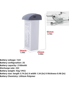 Batería de Litio 2PCS 7.6V 2100mAh para Drone SYMA X650 X35 2