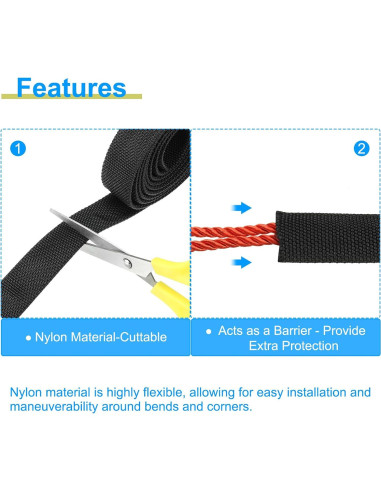 Manga Protectora de Manguera Nylon PATIKIL 200mm x 1m Negra