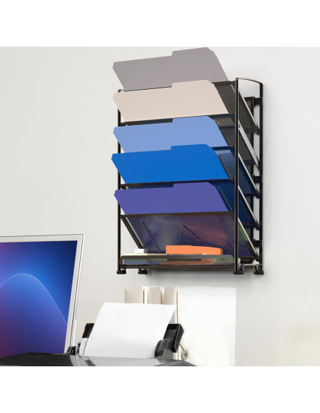 Organizador de Documentos de Pared Simple Houseware 6 Niveles Negro