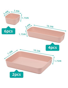 Set de 12 Organizadores de Cajón Rosa Backerysupply 26.7x18.5cm 2