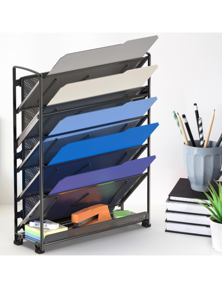 Organizador de Documentos de Pared Simple Houseware 6 Niveles Negro