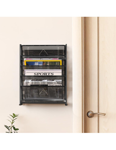 Organizador de Documentos de Pared Simple Houseware 6 Niveles Negro
