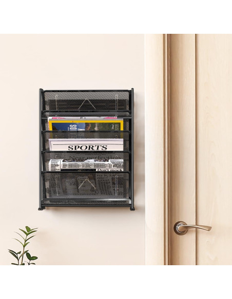 Organizador de Documentos de Pared Simple Houseware 6 Niveles Negro