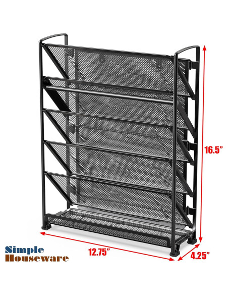 Organizador de Documentos de Pared Simple Houseware 6 Niveles Negro