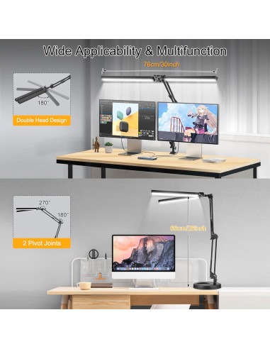 Lámpara de Escritorio LED MOLOOR 24W Doble Cabeza 99cm