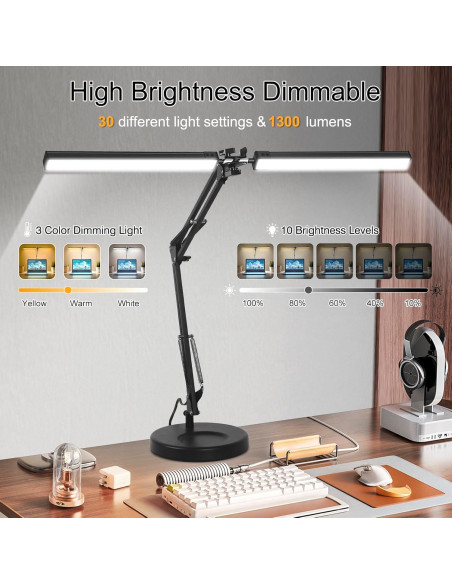 Lámpara de Escritorio LED MOLOOR 24W Doble Cabeza 99cm