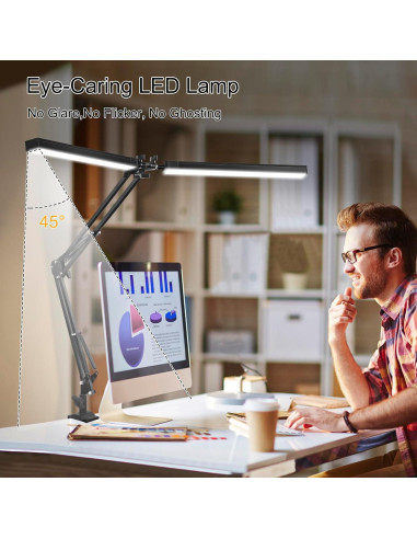 Lámpara de Escritorio LED MOLOOR 24W Doble Cabeza 99cm