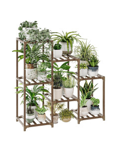 Soporte de Plantas Bamworld 3 Niveles Madera Carbonizada 68 kg